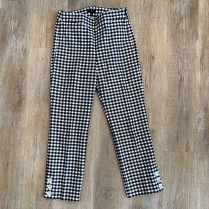 Jcrew Remy pant in gingham with buttons size 8 navy ivory